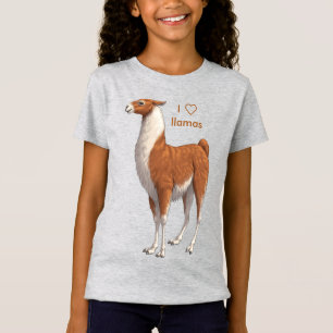 Ik hou van Llamas Brown en White Llama T-shirt