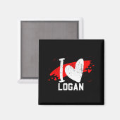 Ik hou van Logan Ik Hart Logan Magneet (Voorkant / Achterkant)