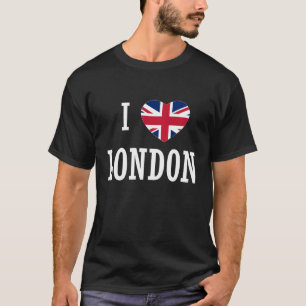 Ik hou van Londen Engeland Union Jack Vlag Hart En T-shirt