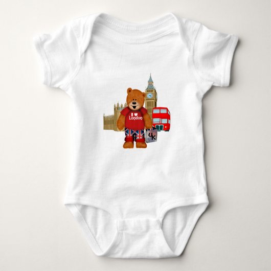 Ik hou van LONDON Teddy Bear Romper (Voorkant)
