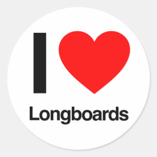 ik hou van longboards ronde sticker
