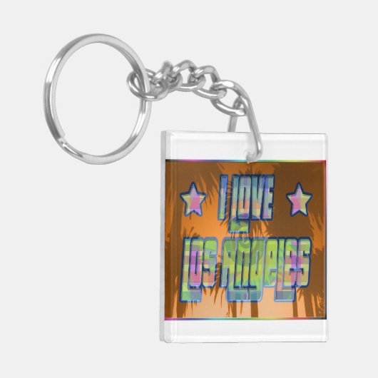 Ik hou van Los Angeles Beauful Oranje Sunset Keych Sleutelhanger (Voorkant Links)