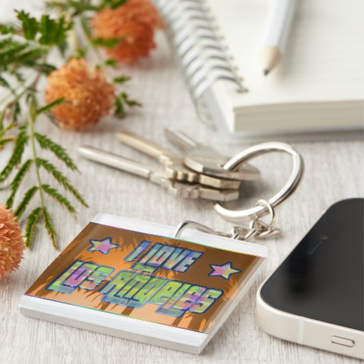 Ik hou van Los Angeles Beauful Oranje Sunset Keych Sleutelhanger (Voorkant Rechts)