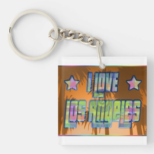 Ik hou van Los Angeles Beauful Oranje Sunset Keych Sleutelhanger (Voorkant)