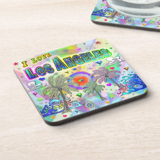 Ik hou van Los Angeles Deep Dream Onderzetter (Linkerzijde)