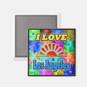 Ik hou van Los Angeles Sun en Palms Magnet (Voorkant / Achterkant)