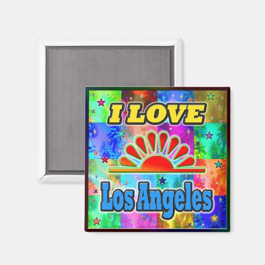 Ik hou van Los Angeles Sun en Palms Magnet (Voorkant / Achterkant)