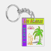 "Ik hou van Los Angeles"Sun Palm Tree&Surfer2 Sleu Sleutelhanger (Voorkant Links)