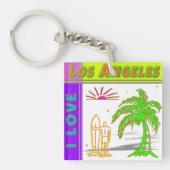 "Ik hou van Los Angeles"Sun Palm Tree&Surfer2 Sleu Sleutelhanger (Voorkant)