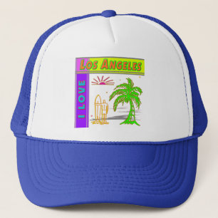 "Ik hou van Los Angeles" Sun Palm Tree & Surfer #2 Trucker Pet