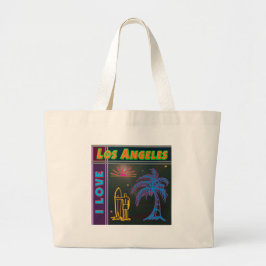 "Ik hou van Los Angeles" Sun, Palm Tree&Surfer Bag Grote Tote Bag
