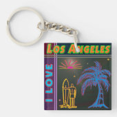 "Ik hou van Los Angeles" Sun Palm Tree&Surfer Keyc Sleutelhanger (voorkant)