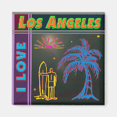 "Ik hou van Los Angeles" Sun, palm Tree&Surfer Mag Magneet (Voorkant)