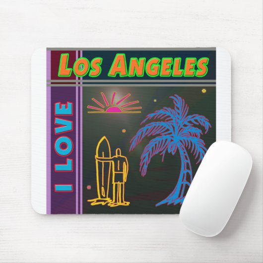 "Ik hou van Los Angeles" Sun Palm Tree&Surfer Mous Muismat (Met muis)