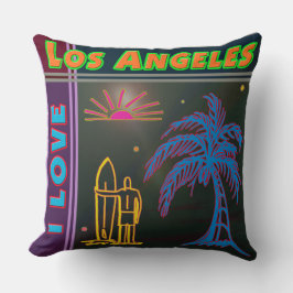 "Ik hou van Los Angeles" Sun, palm Tree&Surfer Pil Kussen