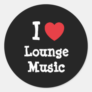 Ik hou van Lounge Muziek hart op maat gepersonalis Ronde Sticker