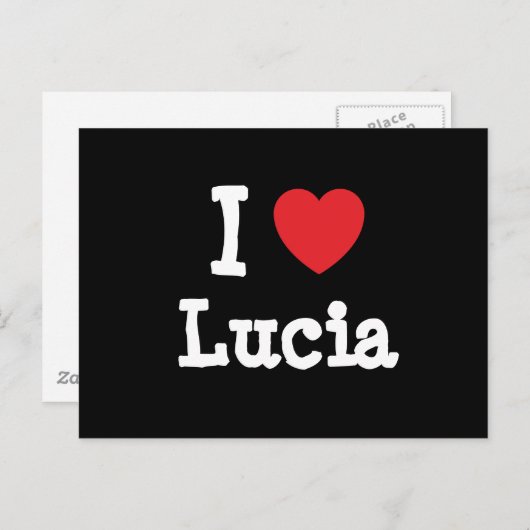 Ik hou van Lucia hart T-Shirt Briefkaart (Voorkant / Achterkant)