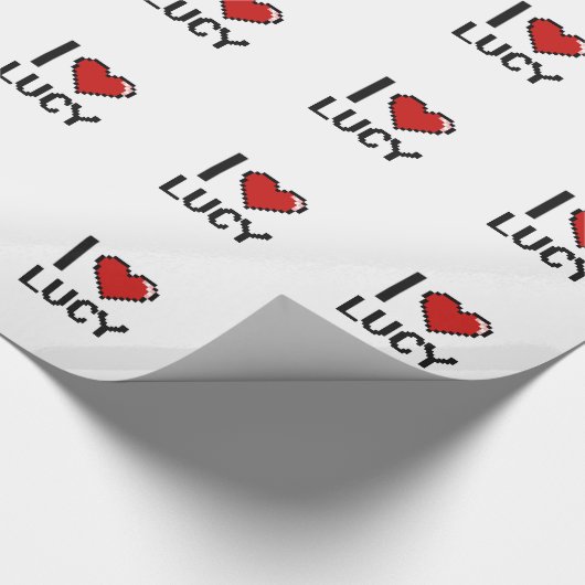 Ik hou van Lucy Digital Retro Design Cadeaupapier (Hoek)
