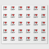 Ik hou van Lucy Digital Retro Design Cadeaupapier (Vlak)