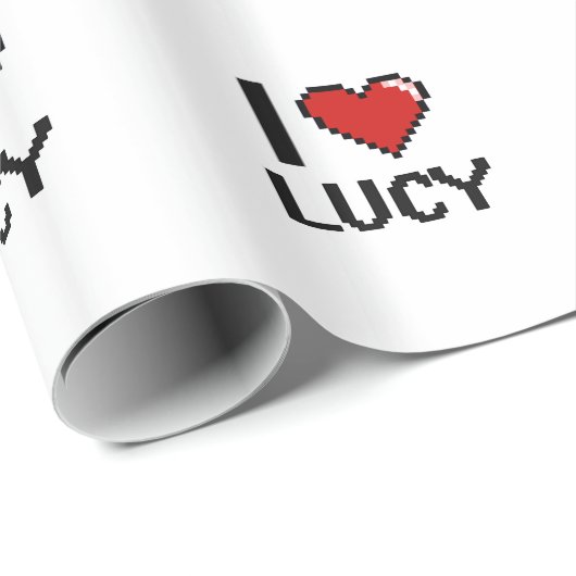 Ik hou van Lucy Digital Retro Design Cadeaupapier (Rol Hoek)