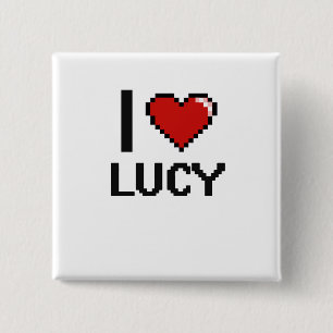 Ik hou van Lucy Digital Retro Design Vierkante Button 5,1 Cm