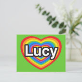Ik hou van Lucy. Ik hou van je Lucy. Hart Briefkaart (Staand voorkant)