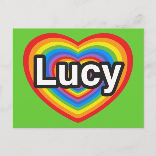 Ik hou van Lucy. Ik hou van je Lucy. Hart Briefkaart (Voorkant)