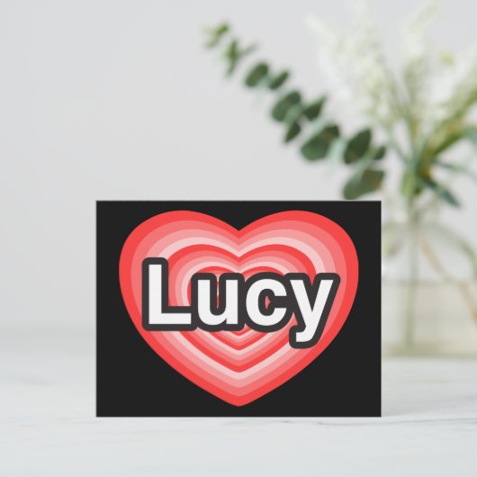 Ik hou van Lucy. Ik hou van je Lucy. Hart Briefkaart (Staand voorkant)