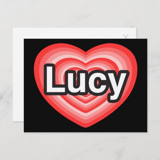 Ik hou van Lucy. Ik hou van je Lucy. Hart Briefkaart (Voorkant / Achterkant)