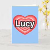 Ik hou van Lucy. Ik hou van je Lucy. Hart Kaart (Gele Bloem)