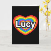 Ik hou van Lucy. Ik hou van je Lucy. Hart Kaart (Gele Bloem)