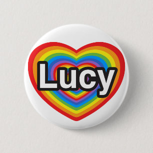 Ik hou van Lucy. Ik hou van je Lucy. Hart Ronde Button 5,7 Cm
