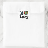 Ik hou van Lucy Ronde Sticker (Tas)