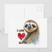 Ik hou van luiaards, luiaard wenskaart, luiaard briefkaart (Voorkant / Achterkant)