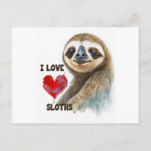 Ik hou van luiaards, luiaard wenskaart, luiaard briefkaart (Voorkant)