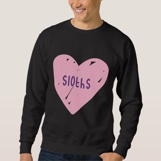 Ik hou van luiaards pastel roze hart trui (Voorkant)
