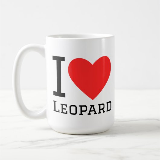 Ik hou van luipaard koffiemok (Links)