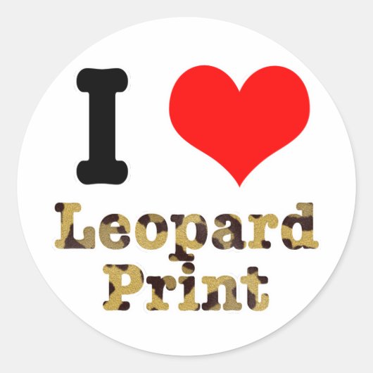 IK HOU VAN luipaardprint Ronde Sticker (Voorkant)