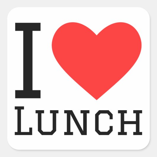 Ik hou van lunch vierkante sticker (Voorkant)