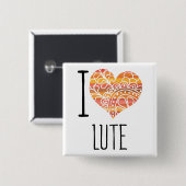 Ik hou van Lute Oranje Mandala Heart Vierkante Button 5,1 Cm (Voorkant /achterkant)
