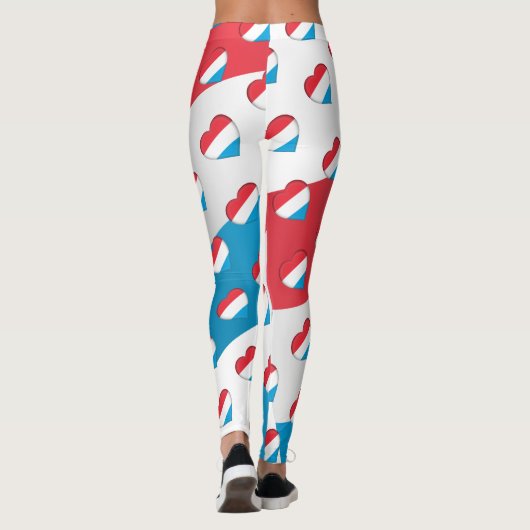 Ik hou van Luxembourg Flag Hearts Pattern Funny Leggings (Achterkant)