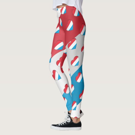 Ik hou van Luxembourg Flag Hearts Pattern Funny Leggings (Links)