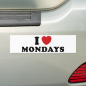 Ik hou van maanddagen bumpersticker (Op auto)