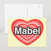 Ik hou van Mabel. Ik hou van je Mabel. Hart Briefkaart (Voorkant / Achterkant)