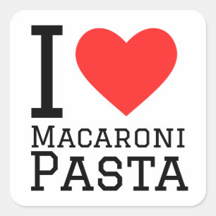 Ik hou van macaroni pasta vierkante sticker