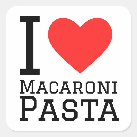 Ik hou van macaroni pasta vierkante sticker (Voorkant)