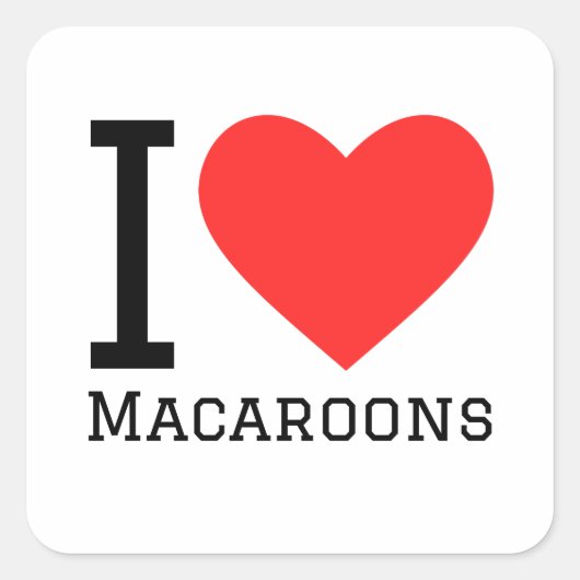 Ik hou van macarons vierkante sticker (Voorkant)