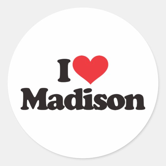 Ik hou van Madison Ronde Sticker (Voorkant)