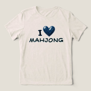 Ik hou van Mahjong Hart Aangepaste Elegante Mahjon Tri-Blend Shirt