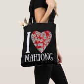 Ik hou van mahjong - mahjong tegels hart tote bag (Dichtbij)
